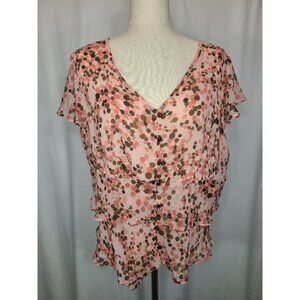 Apt 9 Woman Top Blouse Multicolor Pink Spotted Print Size 1X A171
